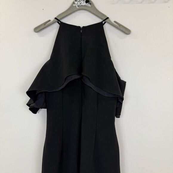 Badgley Mischka Black Crossover Ruffle Gown 💛 - Picture 8 of 9